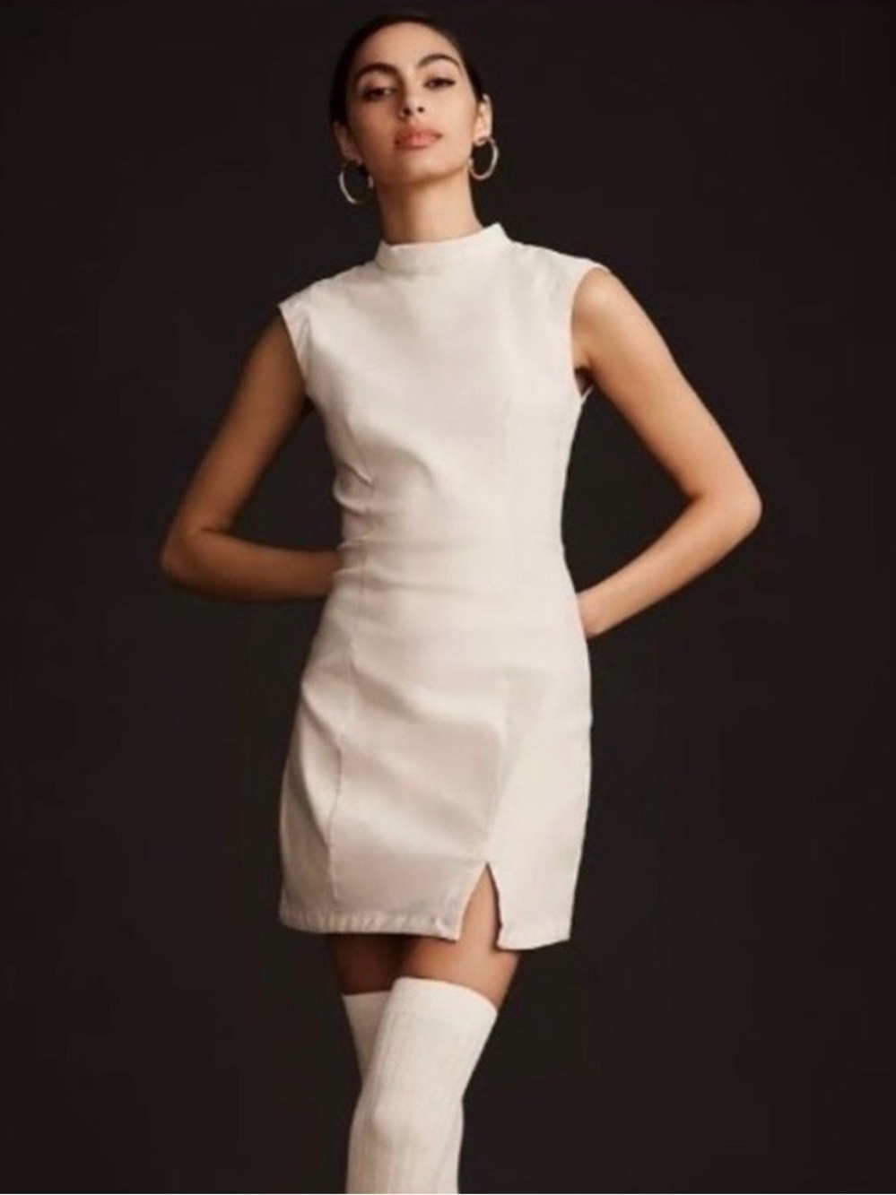 By Anthropologie Mock-Neck Sleeveless Seamed Mini Dress